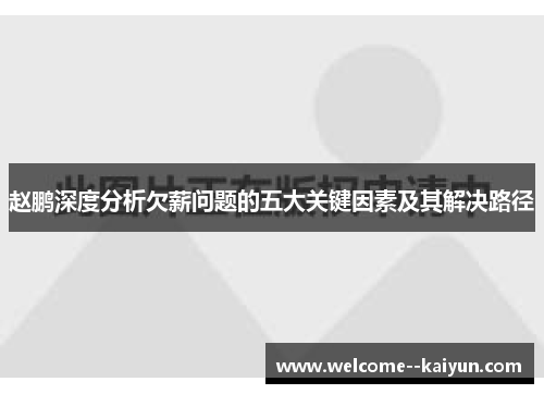 赵鹏深度分析欠薪问题的五大关键因素及其解决路径